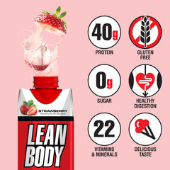 Labrada nutrition label visible showing 40g protein and 22 vitamins benefit