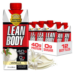 Labrada Lean Body envase frontal mostrando 40 g proteína y cero azúcar, conveniencia inmediata