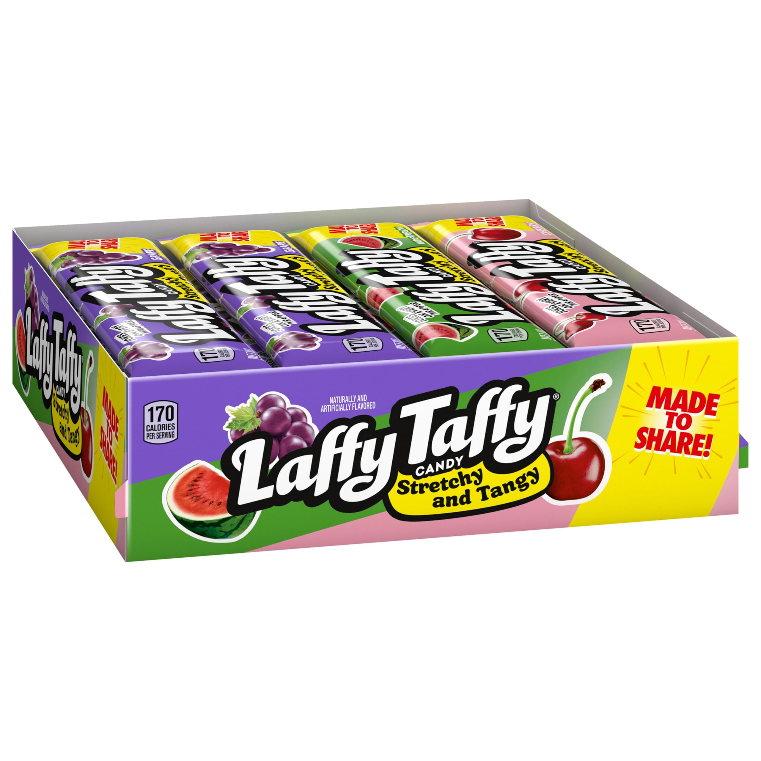 Laffy Taffy caja frontal mostrando 24 barritas lista para compartir