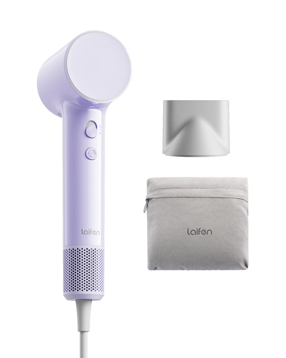 Laifen palm-sized dryer front view showing compact design and travel convenience