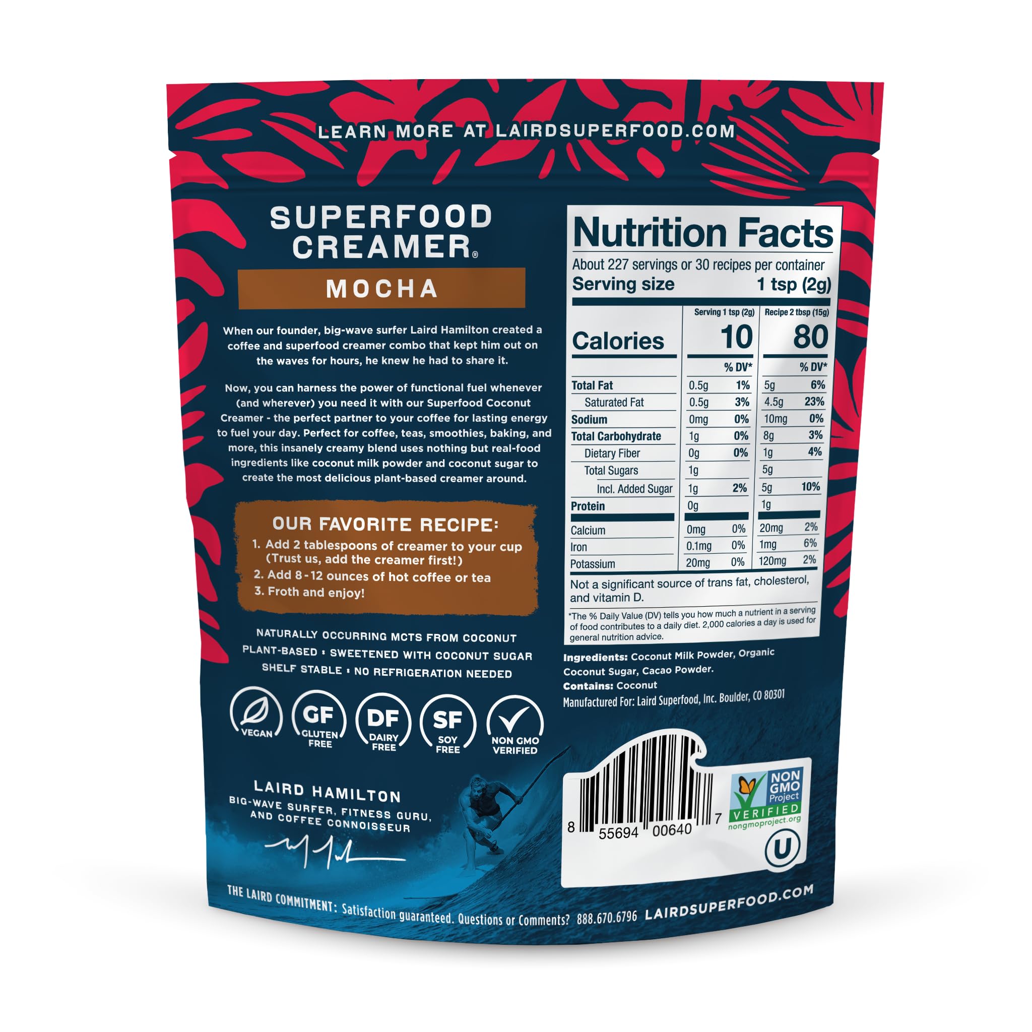 Laird Superfood primer plano del polvo cremoso con textura fina