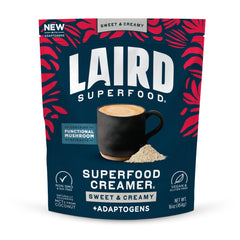 Laird Superfood frente del empaque mostrando diseño y tamaño, conveniencia visual