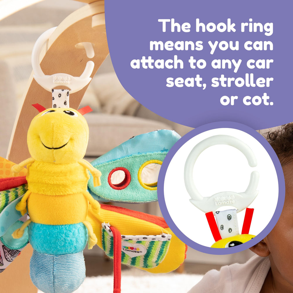 Lamaze Freddie sujeto con clip en cochecito para entretenimiento en movimiento