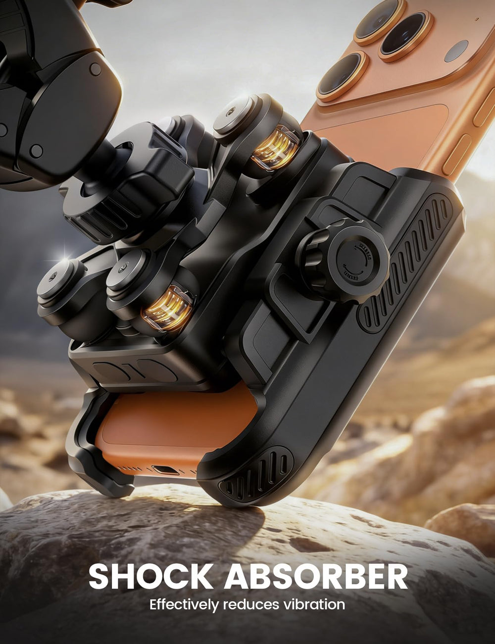 Lamicall damping springs close-up reducing vibration for smoother footage
