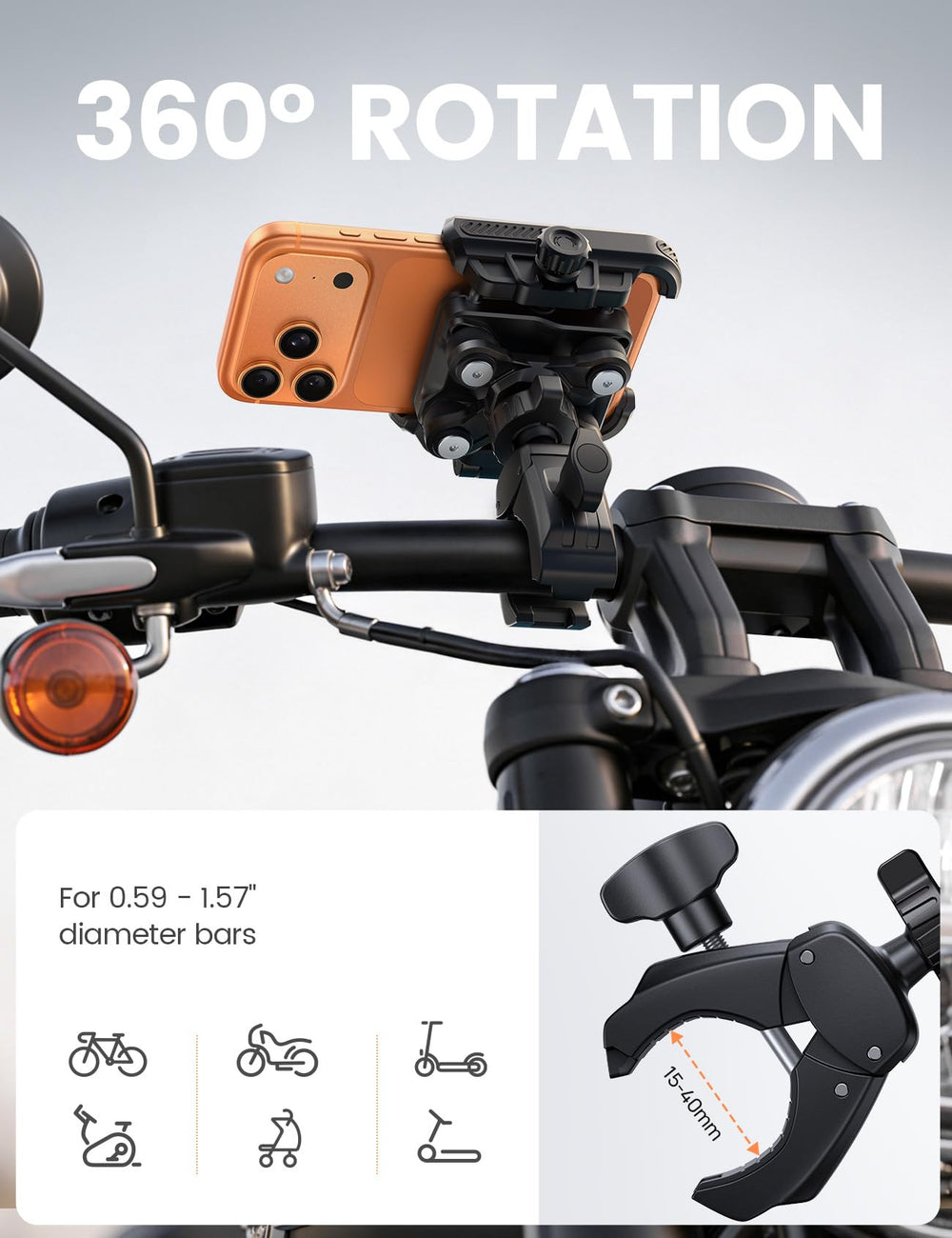 Lamicall handlebar clamp with anti-slip pads providing firm grip