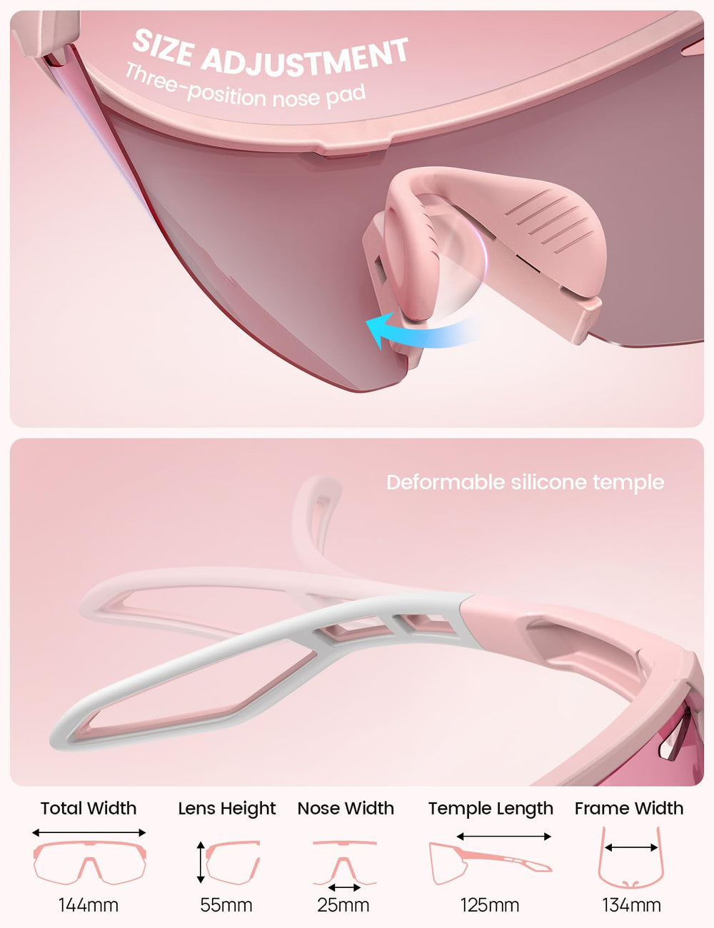 Lamicall sunglasses worn by cyclist, provides wide field of view and comfort