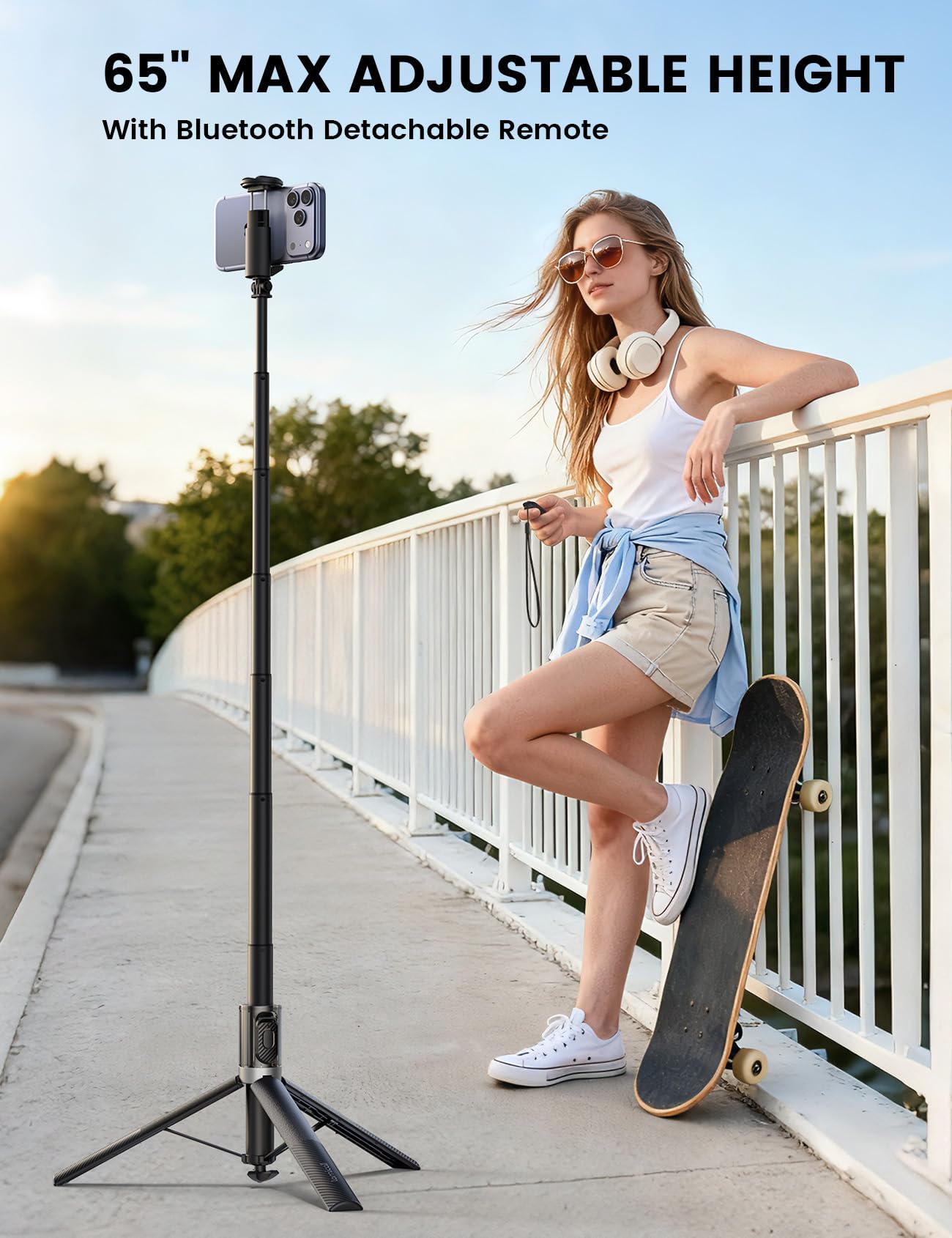 Lamicall palo selfie en playa para vlogs con movilidad y ligereza