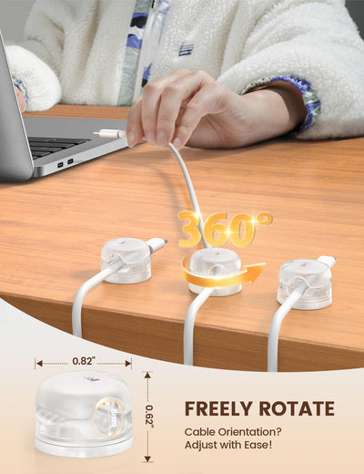Lamicall clips usados en un escritorio manteniendo cables ordenados y accesibles