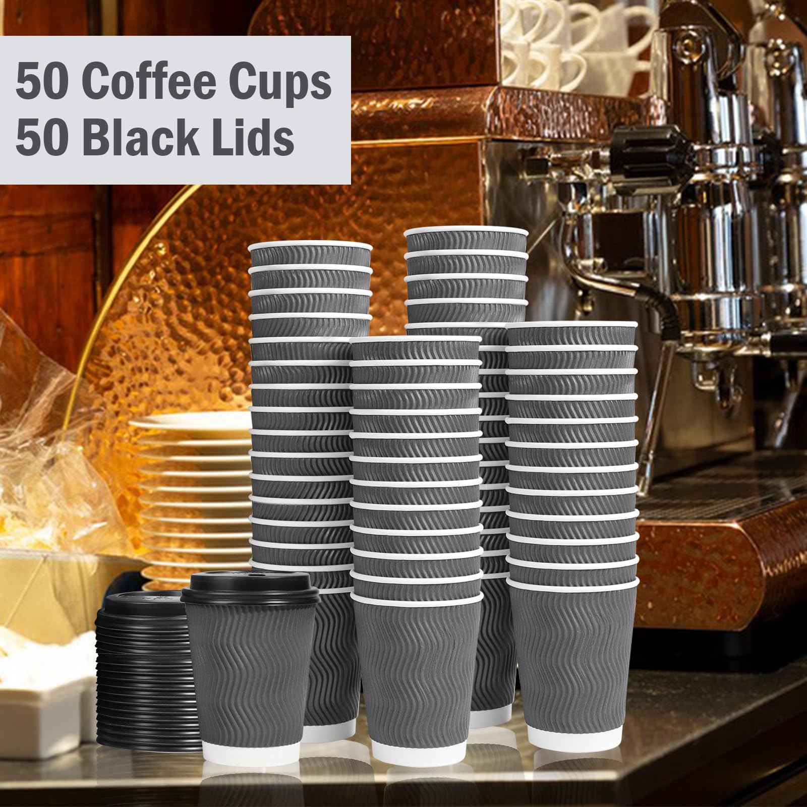 Lamosi comparación de tamaño 16 oz junto a una taza para referencia
