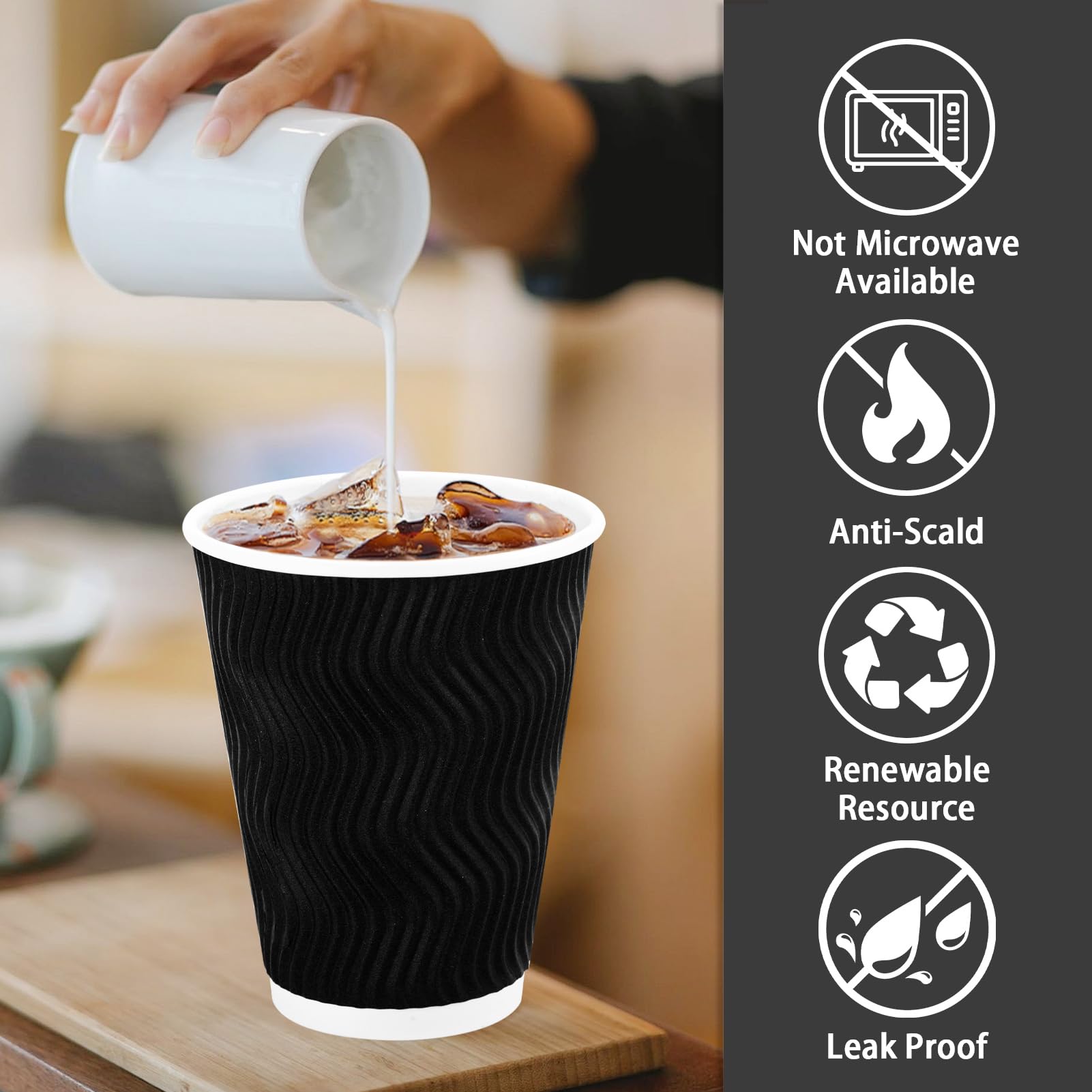 Lamosi vaso con café en mano, agarre antideslizante cómodo