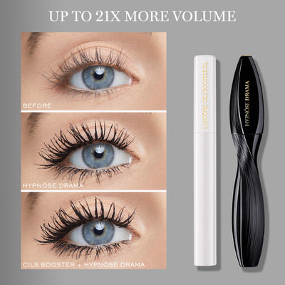 Lancôme mascara tucked inside makeup bag demonstrating travel-ready convenience