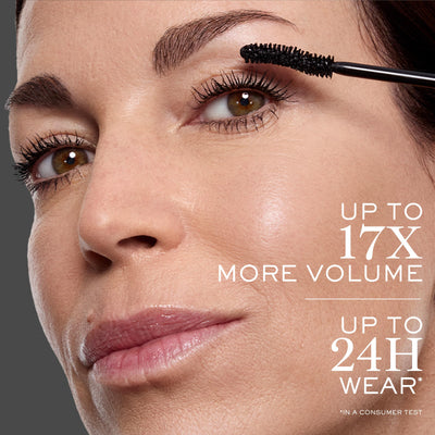 Lancôme on-skin swatch revealing ultra-black pigment and dramatic payoff