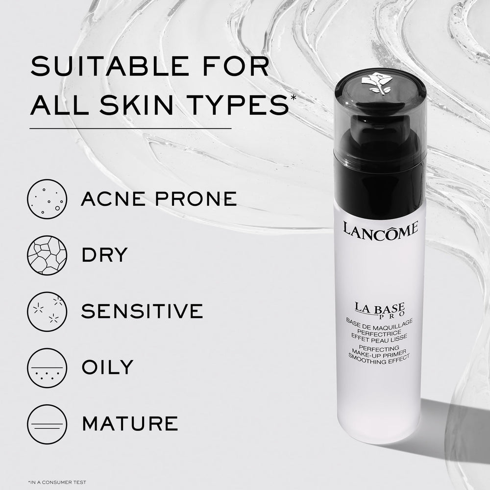 Lancôme La Base Pro etiqueta e ingredientes resaltando Elasto‑Smooth y beneficios