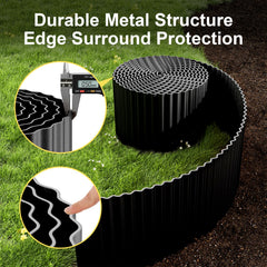 Land Guard edging being pressed into softened soil showing DIY installation ease benefit