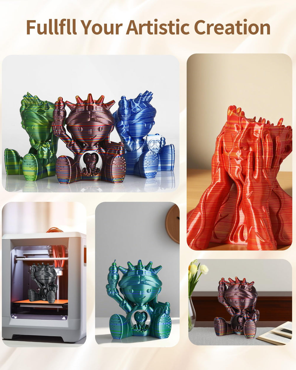 LANDU ambiente creativo con piezas impresas realzando uso decorativo y regalo