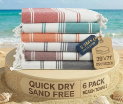 LANE LINEN pack de seis toallas oversize con colores variados y comodidad instantánea