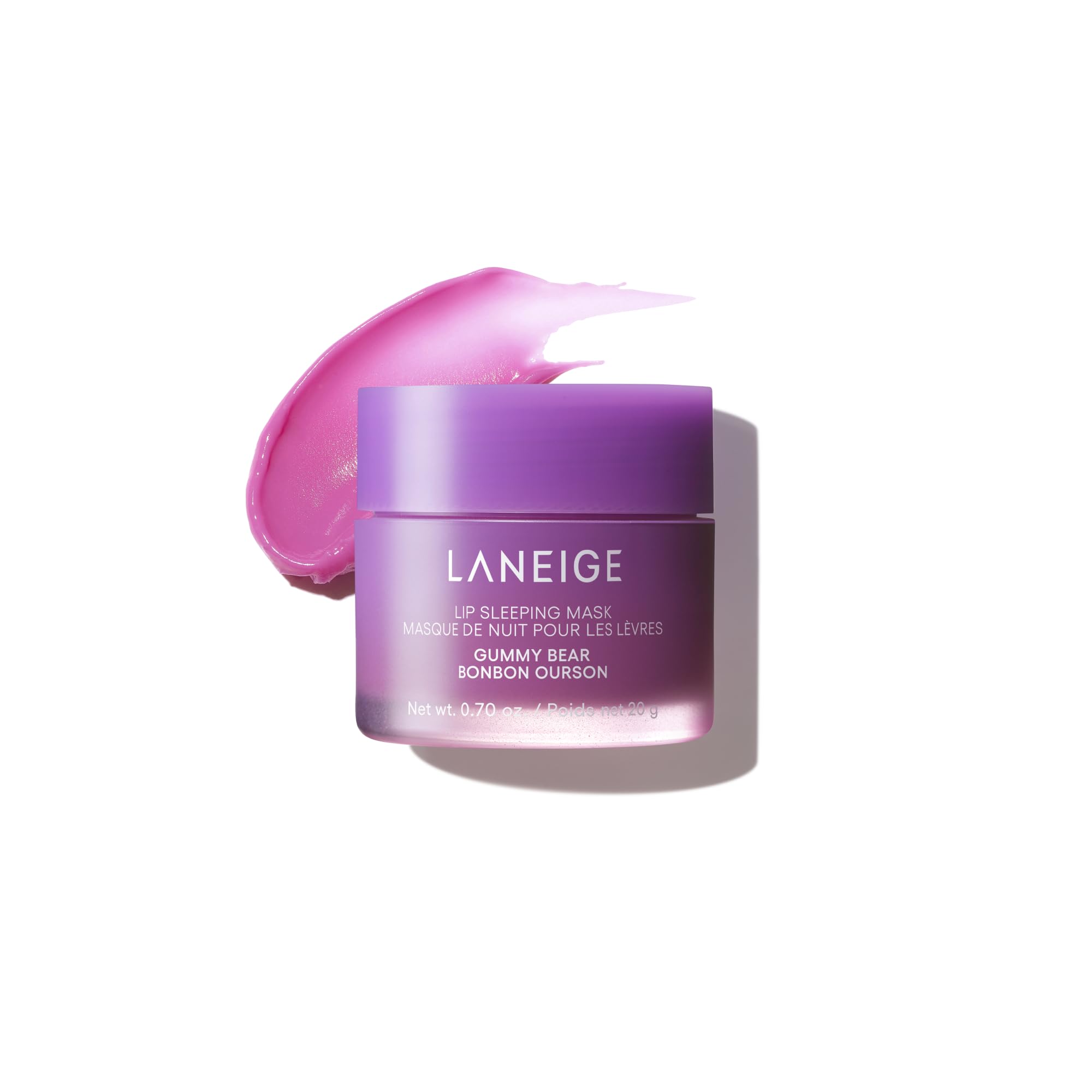 LANEIGE envase frontal de Lip Sleeping Mask mostrando diseño y beneficio hidratante