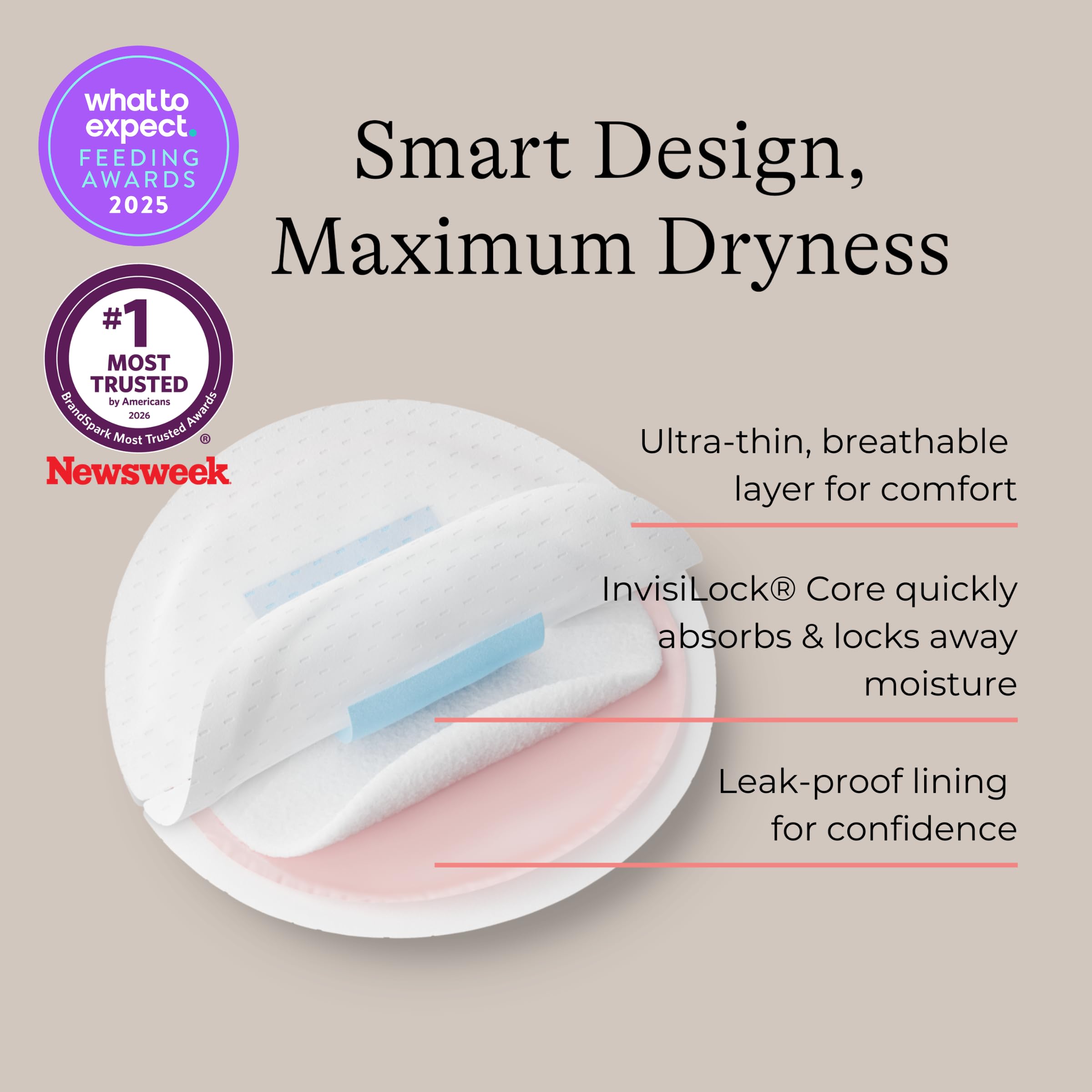 Lansinoh adhesive strip detail securing pad for leak protection