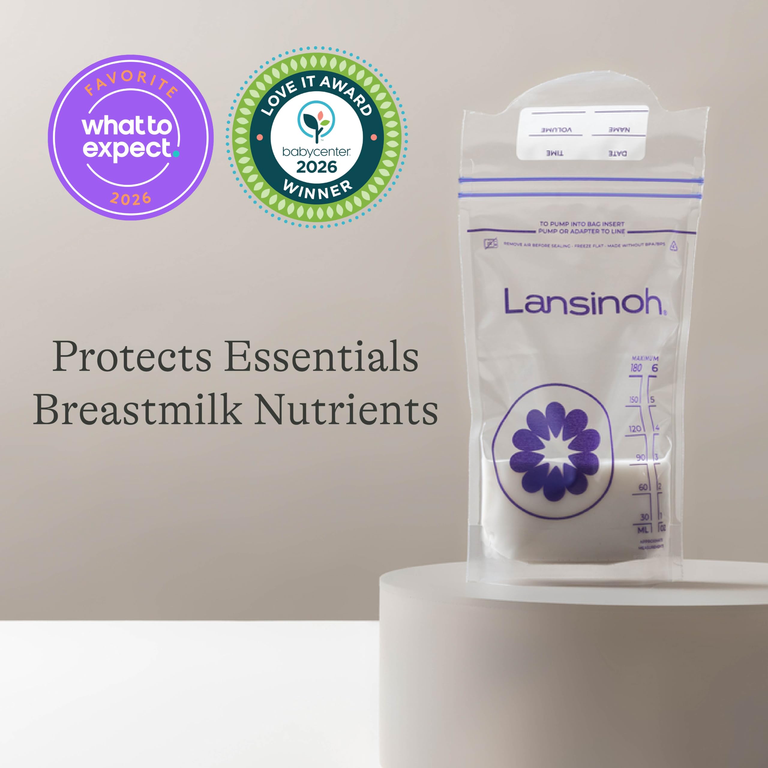Lansinoh bolsa llena 6 oz con escala, control fácil de la cantidad