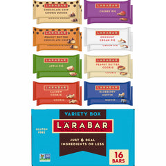 LÄRABAR paquete frontal mostrando las 16 barras y variedad de sabores, ideal para snacks