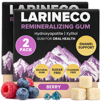 Larine co front packaging showing 36-count biodegradable gum and branding