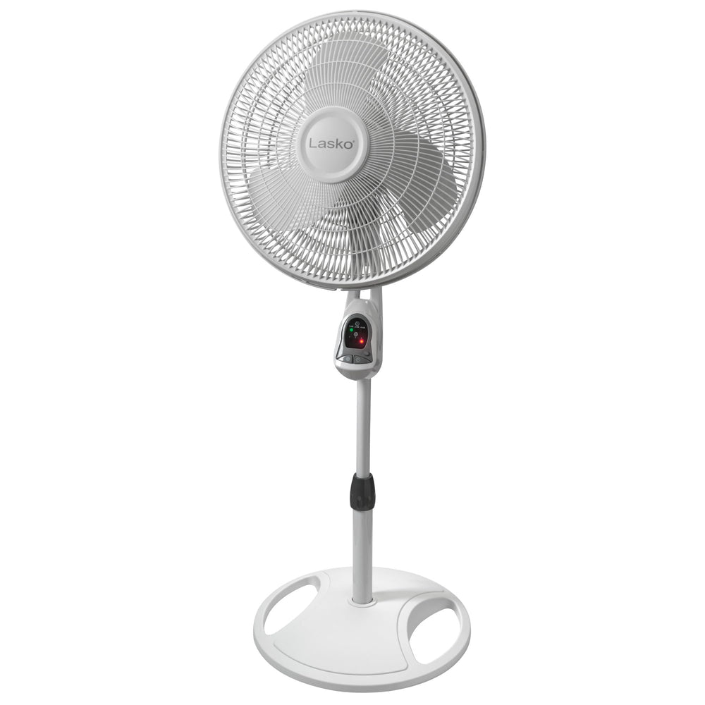 Lasko vista frontal controles electrónicos y velocidad visible, comodidad inmediata