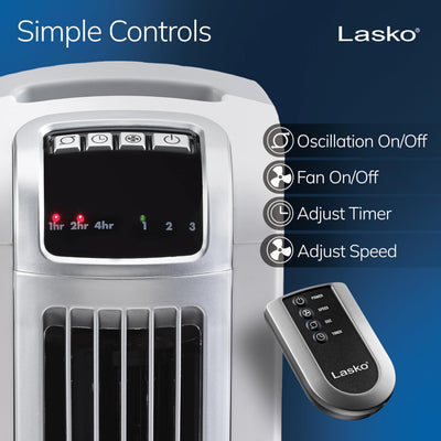Lasko fan side profile highlighting space-saving slim design advantage