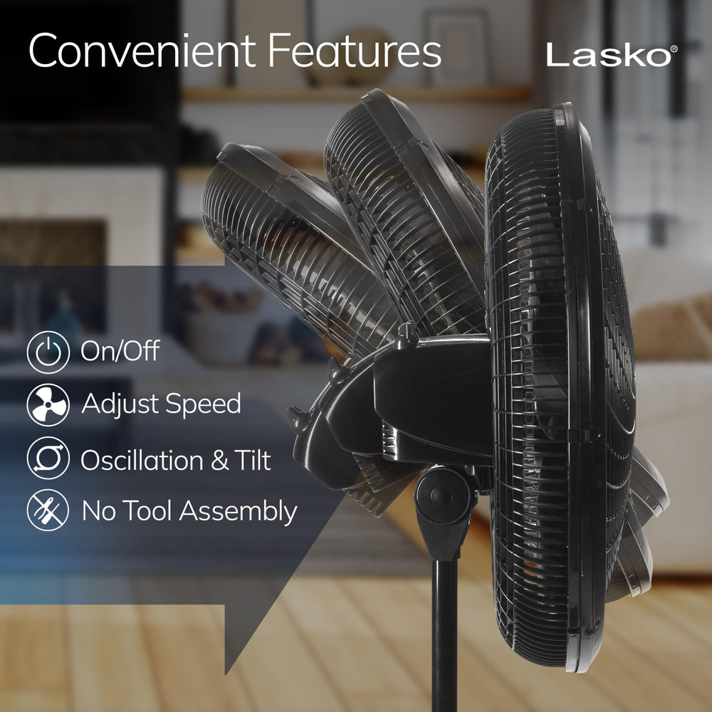 Lasko ventilador detalle del control de inclinación para dirigir aire