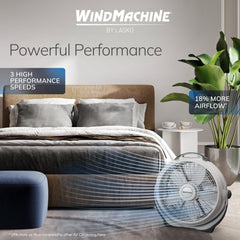 Lasko Wind Machine carry handle view showing easy portability between rooms