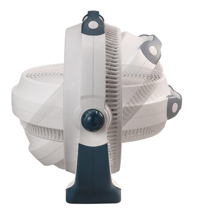 Lasko Wind Machine Blue Plug close-up showing built-in electrical safety