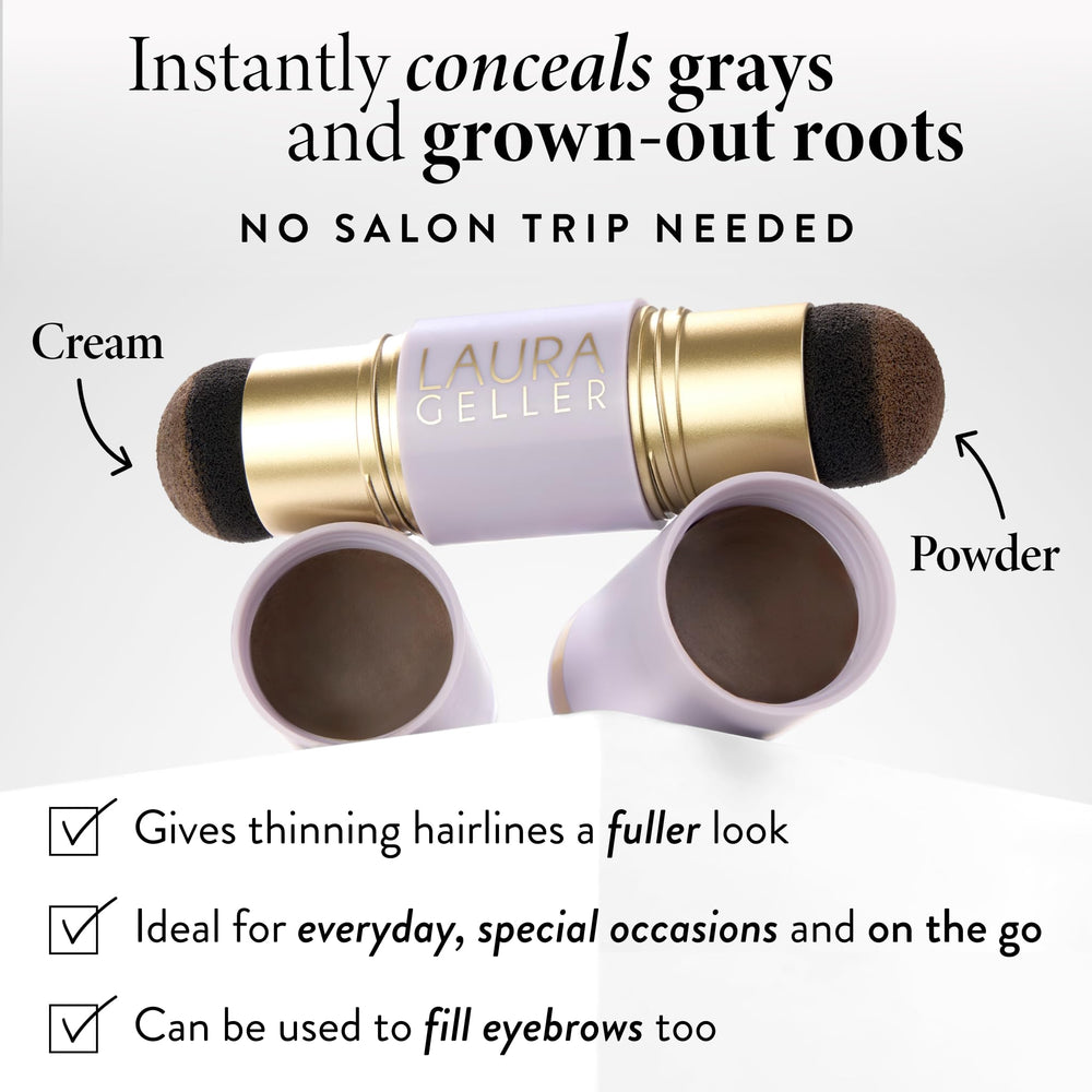 LAURA GELLER cream applicator tip close-up for precise root and brow coverage