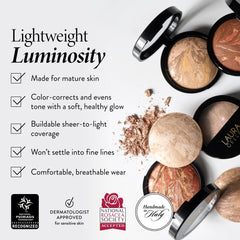 LAURA GELLER open compact top view showing baked powder and finish