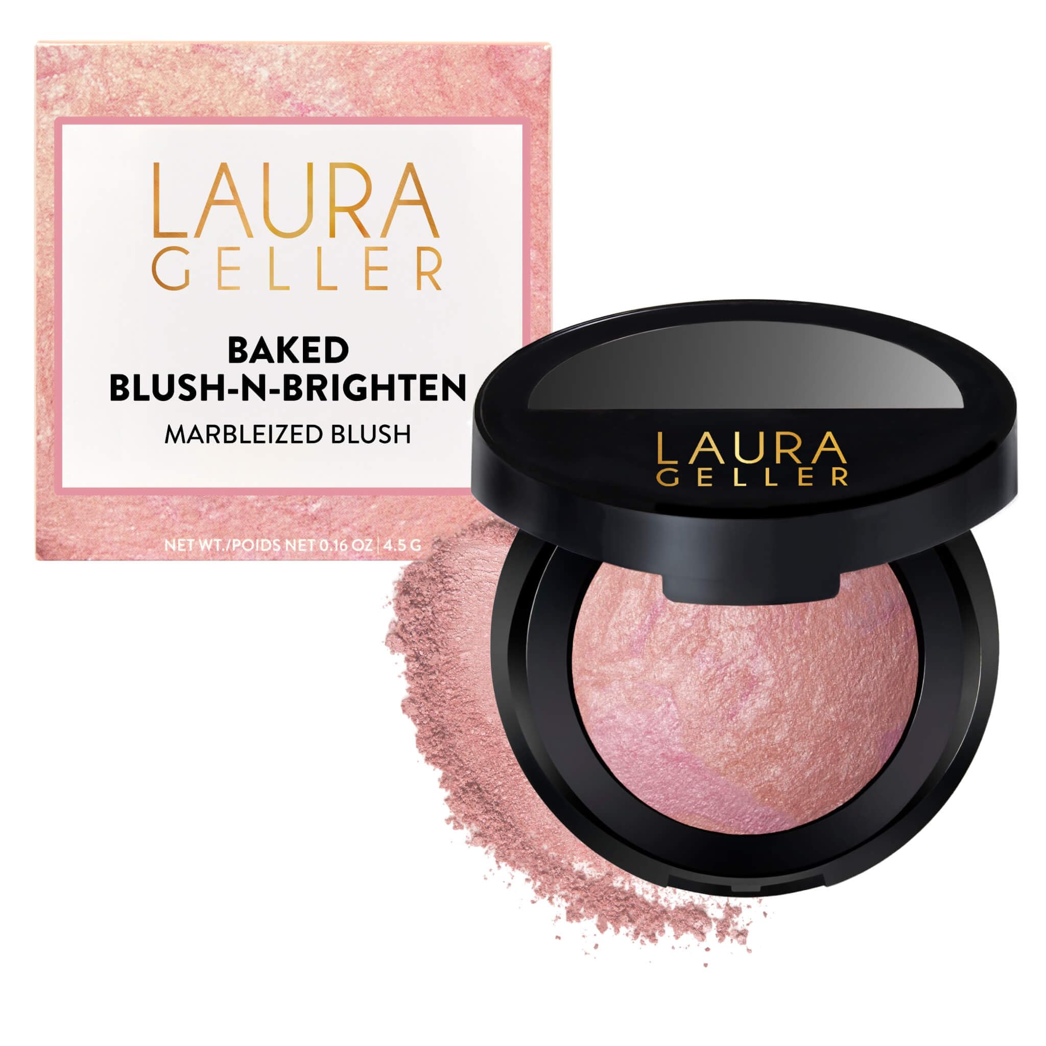 LAURA GELLER front pan of Ethereal Rose showing compact and clean finish benefits