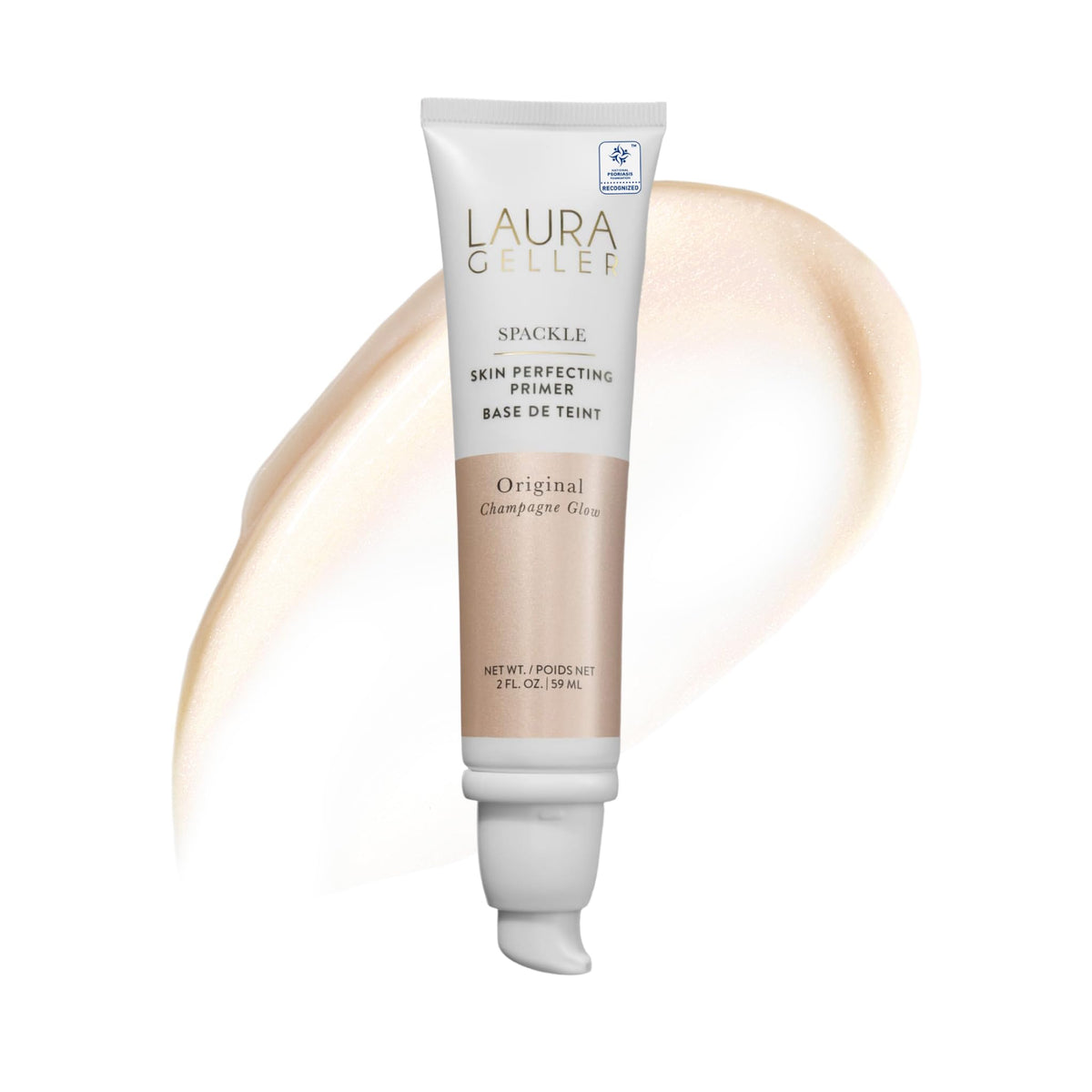 LAURA GELLER frasco frontal de Spackle Champagne Glow muestra diseño y volumen
