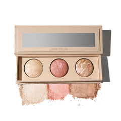 LAURA GELLER paleta frontal mostrando los tres tonos y acabado luminoso