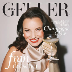 LAURA GELLER piel con prebase sola mostrando brillo champagne y aspecto sano