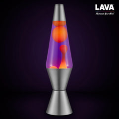 Lava Lite comparación de tamaño sobre mesa para valorar escala 14.5 pulgadas