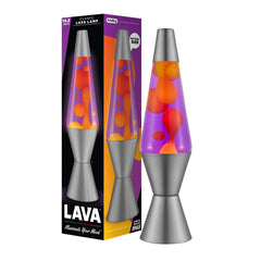 Lava Lite Purple Sunset vista frontal mostrando burbujeo y luz ambiental