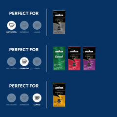 Lavazza cápsulas dispuestas en fila destacando diferencias visuales y opción de prueba