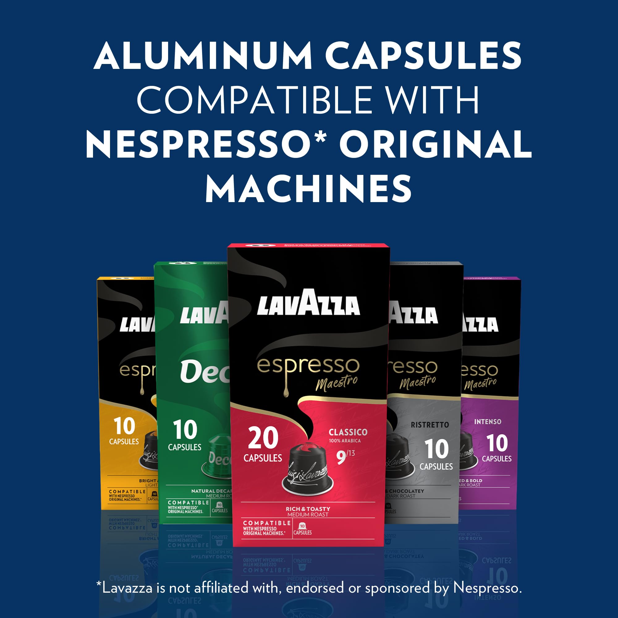 Lavazza primer plano de cápsula en aluminio que conserva aroma y frescura