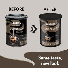 Lavazza primer plano del molido con textura ideal para espresso