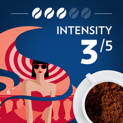 Lavazza Dolcevita etiqueta con información de mezcla y beneficios claros
