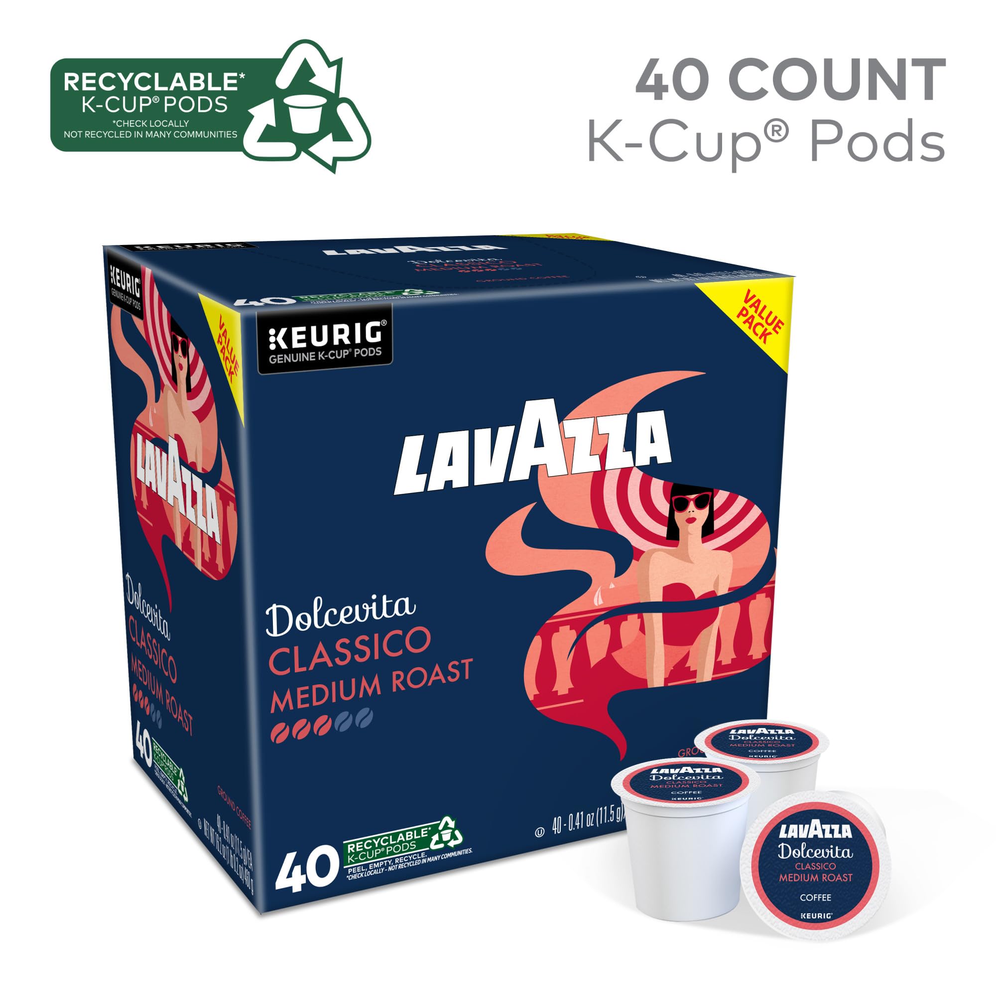 Lavazza Dolcevita scattered pods illustrating convenience and quantity