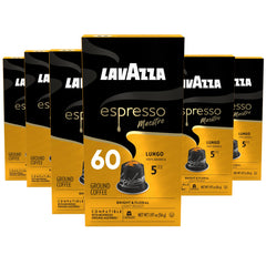 Lavazza embalaje frontal mostrando 60 cápsulas y beneficios aromáticos