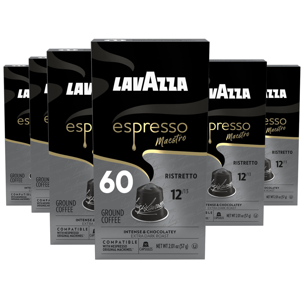 Lavazza cápsulas frontal mostrando paquete, conveniencia y marca