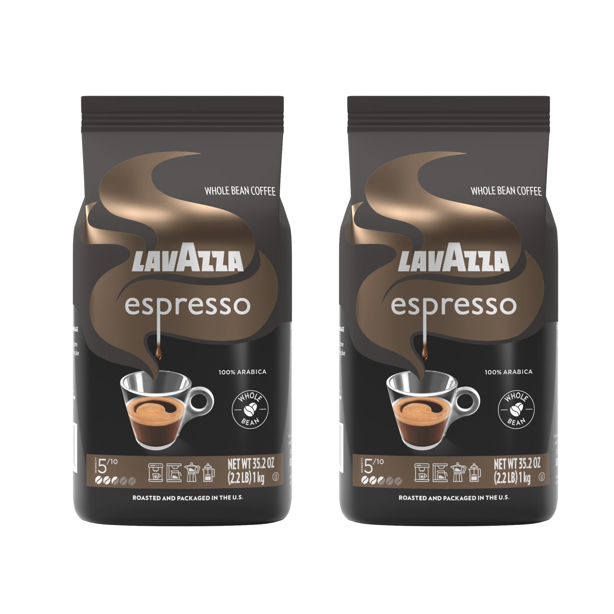 Lavazza paquete frontal mostrando 2.2 lb y tueste medio, fácil identificación