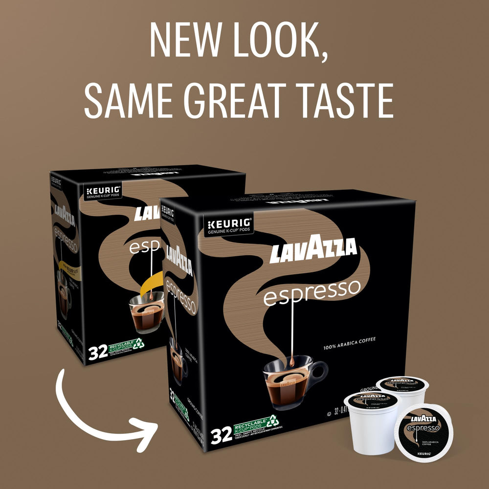 Close-up of a Lavazza K-Cup pod highlighting capsule detail and freshness benefit