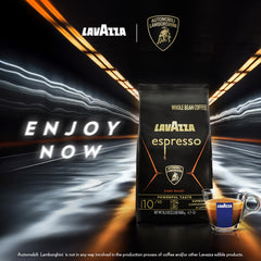 Lavazza bag back label detailing roast and blend for informed brewing
