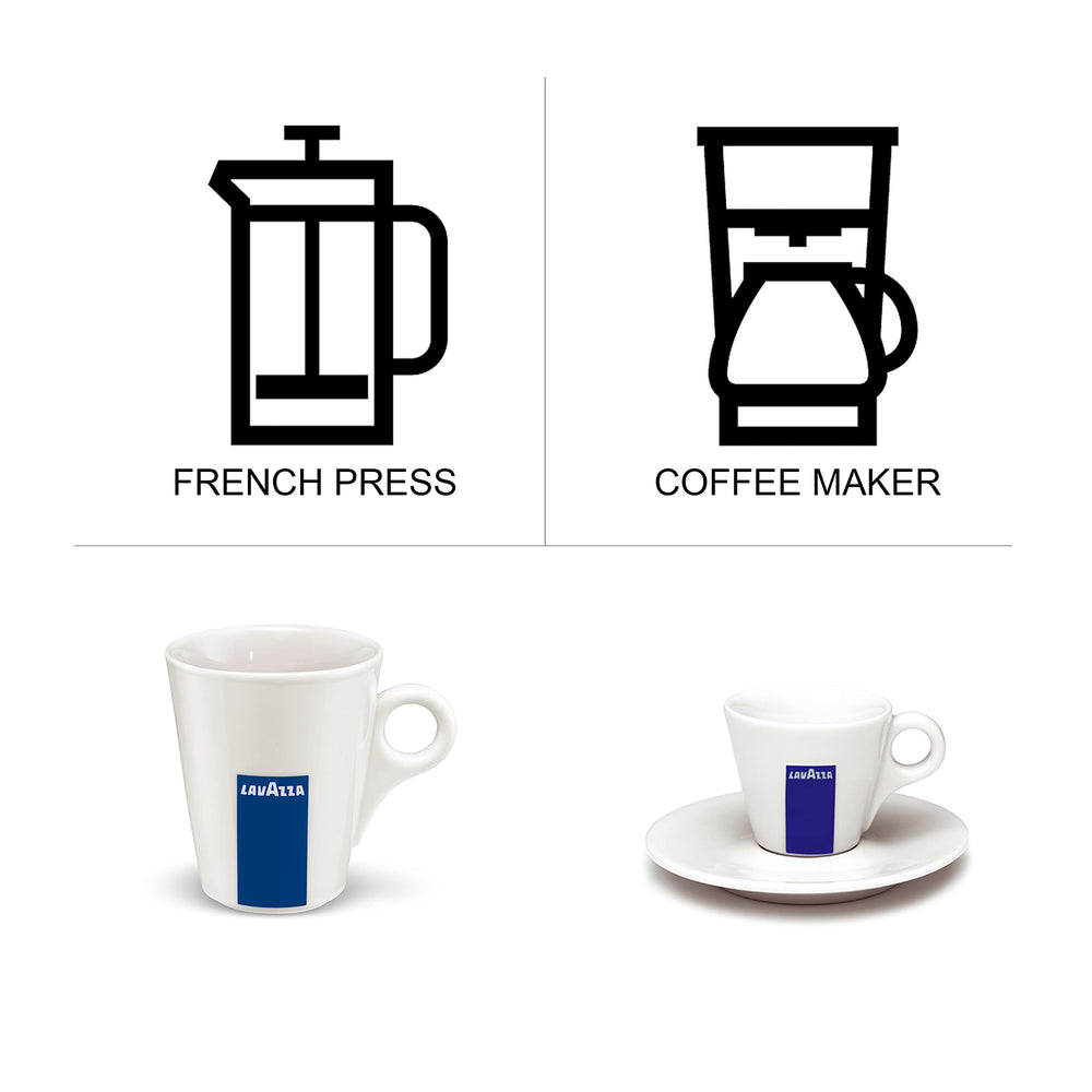 Lavazza Qualità Oro etiqueta con origen y nivel de tueste medio