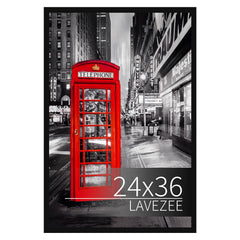 Lavezee marco frontal 24x36 negro mostrando póster con acabado nítido